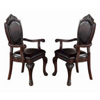 Fauteuil Royal Traditionnel en Bois d'Hévéa, Lot de 2, Marron