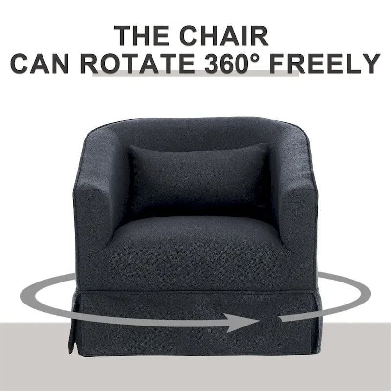 Fauteuil pivotant avec repose-pieds et piètement en métal noir