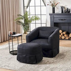 Fauteuil pivotant avec repose-pieds et piètement en métal noir