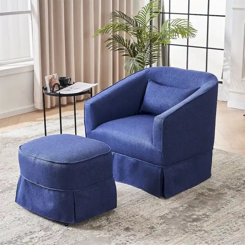 Fauteuil pivotant avec repose-pieds et piètement en métal noir