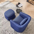 Fauteuil pivotant avec repose-pieds et piètement en métal noir