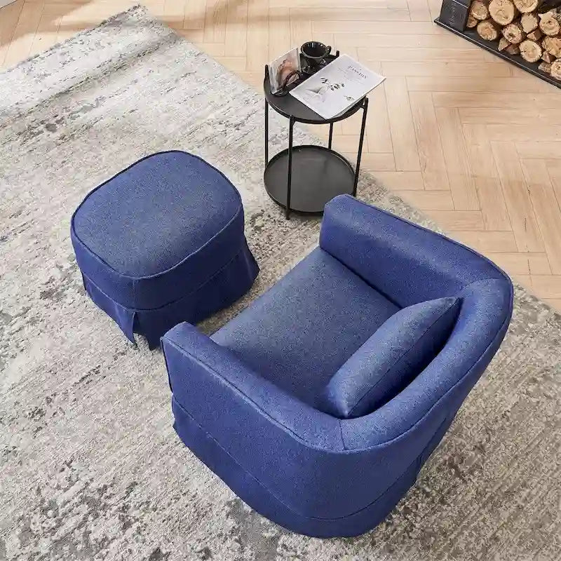 Fauteuil pivotant avec repose-pieds et piètement en métal noir