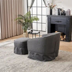 Fauteuil pivotant avec repose-pieds et piètement en métal noir