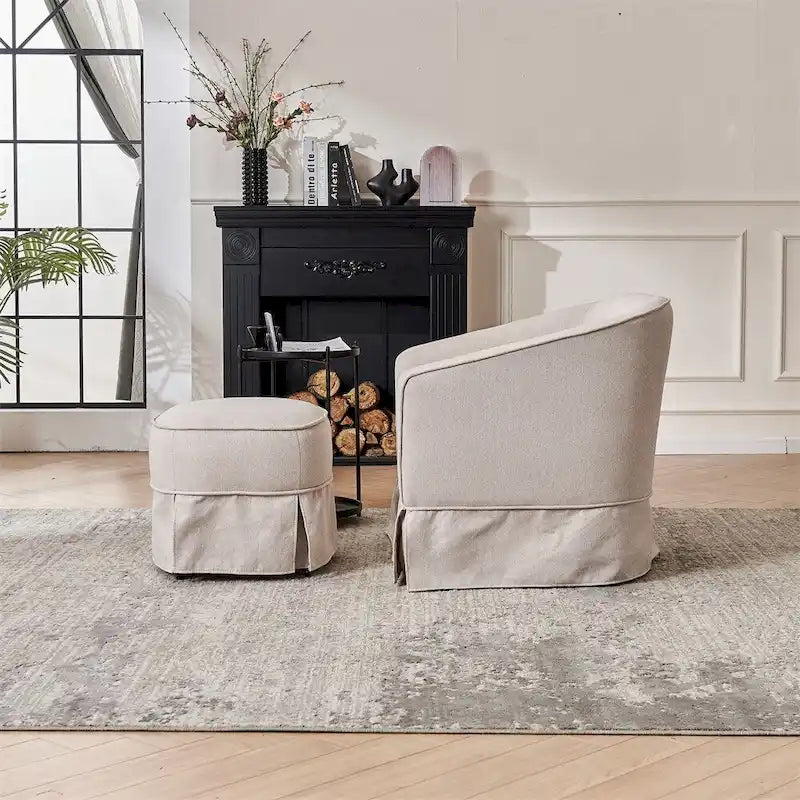 Fauteuil pivotant avec repose-pieds et piètement en métal noir