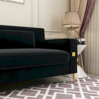 Canapé deux places moderne en velours capitonné avec coussins et oreillers amovibles - 85,63 po P x 30,31 po L x 30,51 po H