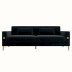 Canapé deux places moderne en velours capitonné avec coussins et oreillers amovibles - 85,63 po P x 30,31 po L x 30,51 po H