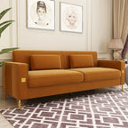 Canapé deux places moderne en velours capitonné avec coussins et oreillers amovibles - 85,63 po P x 30,31 po L x 30,51 po H
