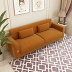 Canapé deux places moderne en velours capitonné avec coussins et oreillers amovibles - 85,63 po P x 30,31 po L x 30,51 po H