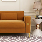Canapé deux places moderne en velours capitonné avec coussins et oreillers amovibles - 85,63 po P x 30,31 po L x 30,51 po H