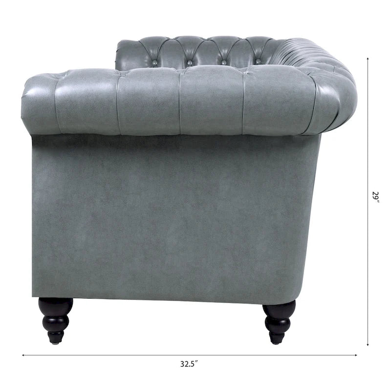 Canapé Chesterfield 3 places à accoudoirs arrondis, plusieurs coloris