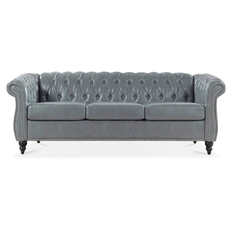 Canapé Chesterfield 3 places à accoudoirs arrondis, plusieurs coloris