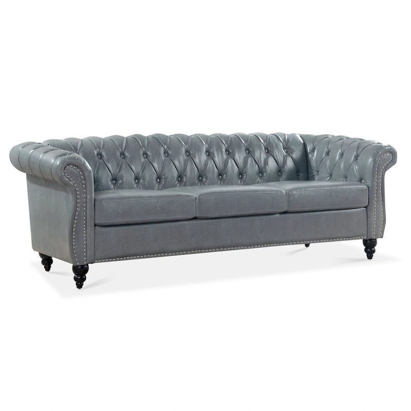 Canapé Chesterfield 3 places à accoudoirs arrondis, plusieurs coloris