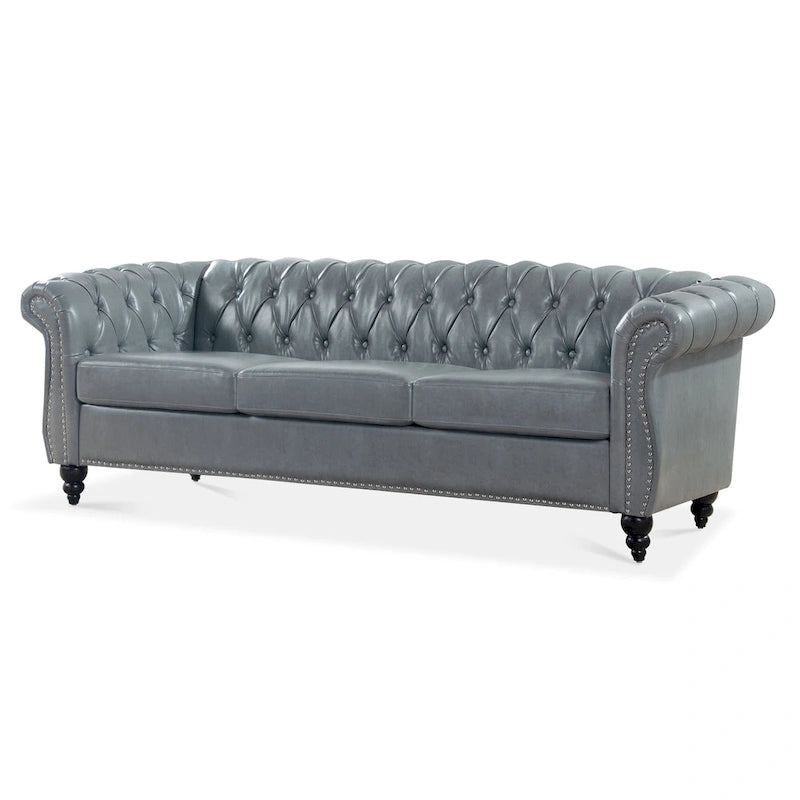 Canapé Chesterfield 3 places à accoudoirs arrondis, plusieurs coloris