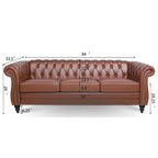 Canapé Chesterfield 3 places à accoudoirs arrondis, plusieurs coloris