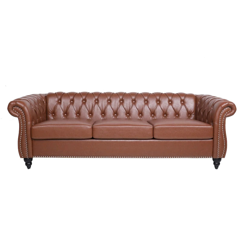 Canapé Chesterfield 3 places à accoudoirs arrondis, plusieurs coloris