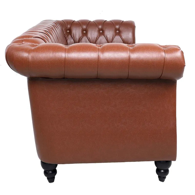 Canapé Chesterfield 3 places à accoudoirs arrondis, plusieurs coloris