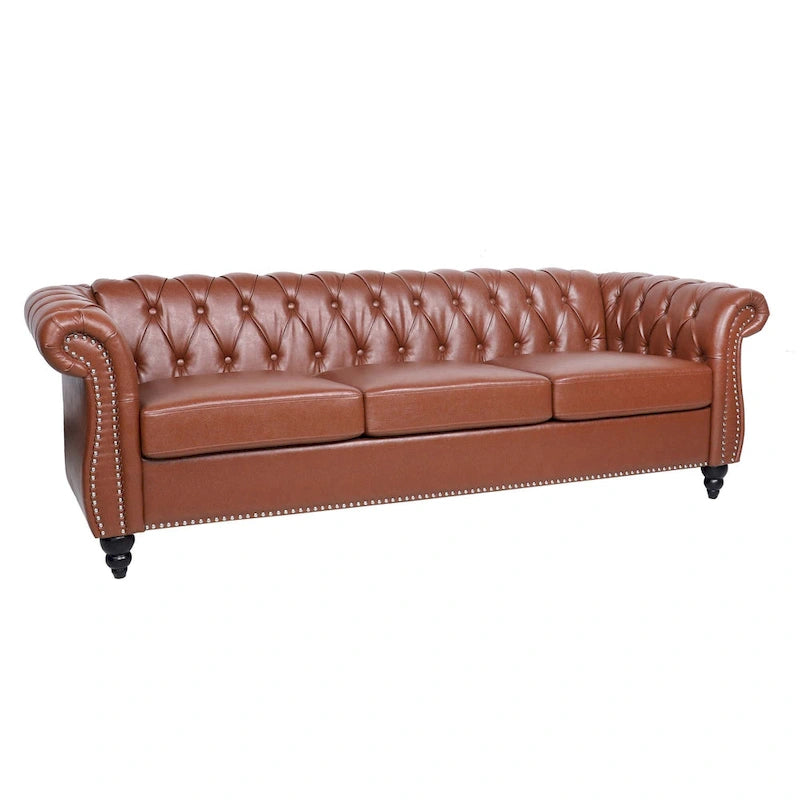 Canapé Chesterfield 3 places à accoudoirs arrondis, plusieurs coloris