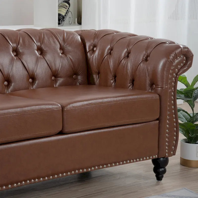 Canapé Chesterfield 3 places à accoudoirs arrondis, plusieurs coloris