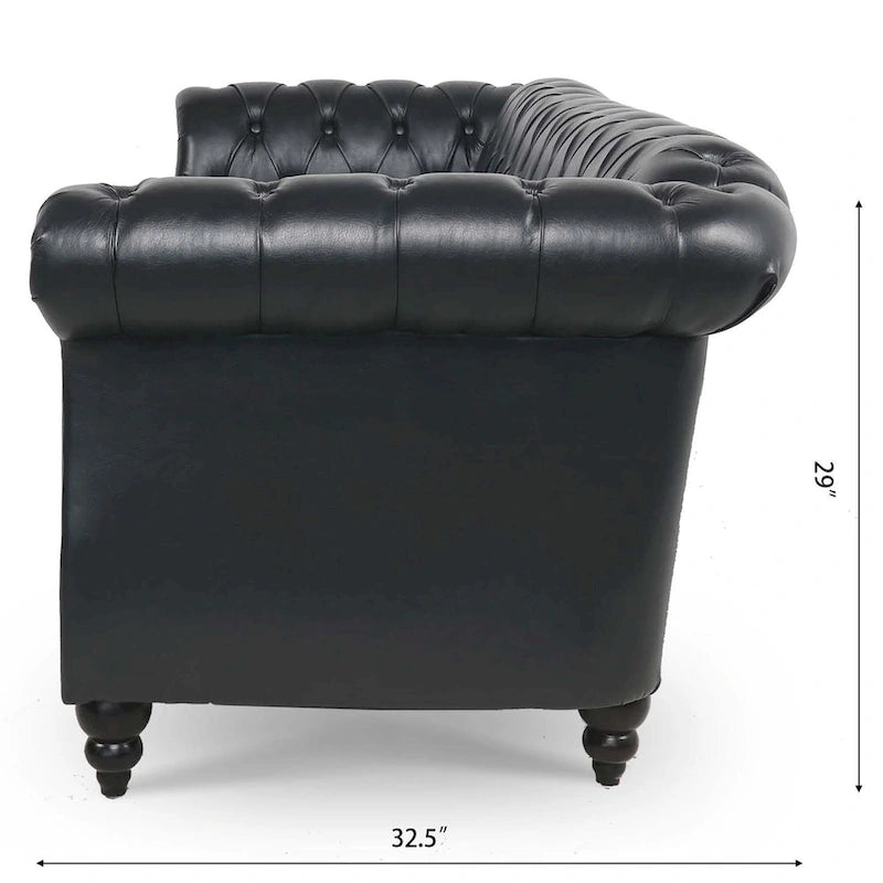 Canapé Chesterfield 3 places à accoudoirs arrondis, plusieurs coloris