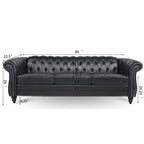 Canapé Chesterfield 3 places à accoudoirs arrondis, plusieurs coloris