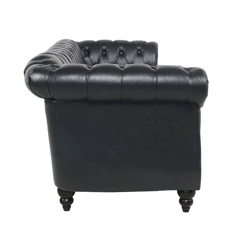 Canapé Chesterfield 3 places à accoudoirs arrondis, plusieurs coloris