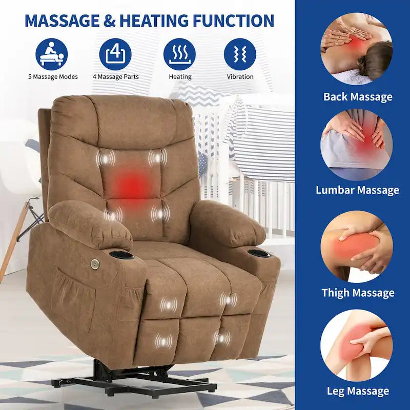Fauteuil inclinable massant et chauffant en flanelle Moasis