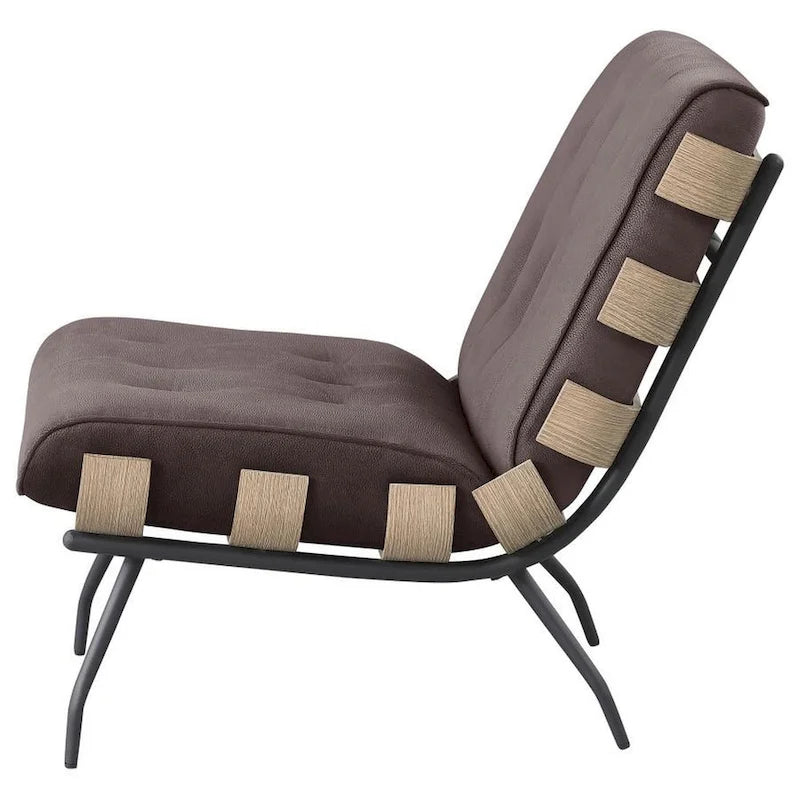 Fauteuil d'appoint Nain 35 pouces, coussin surdimensionné, dossier capitonné, marron foncé