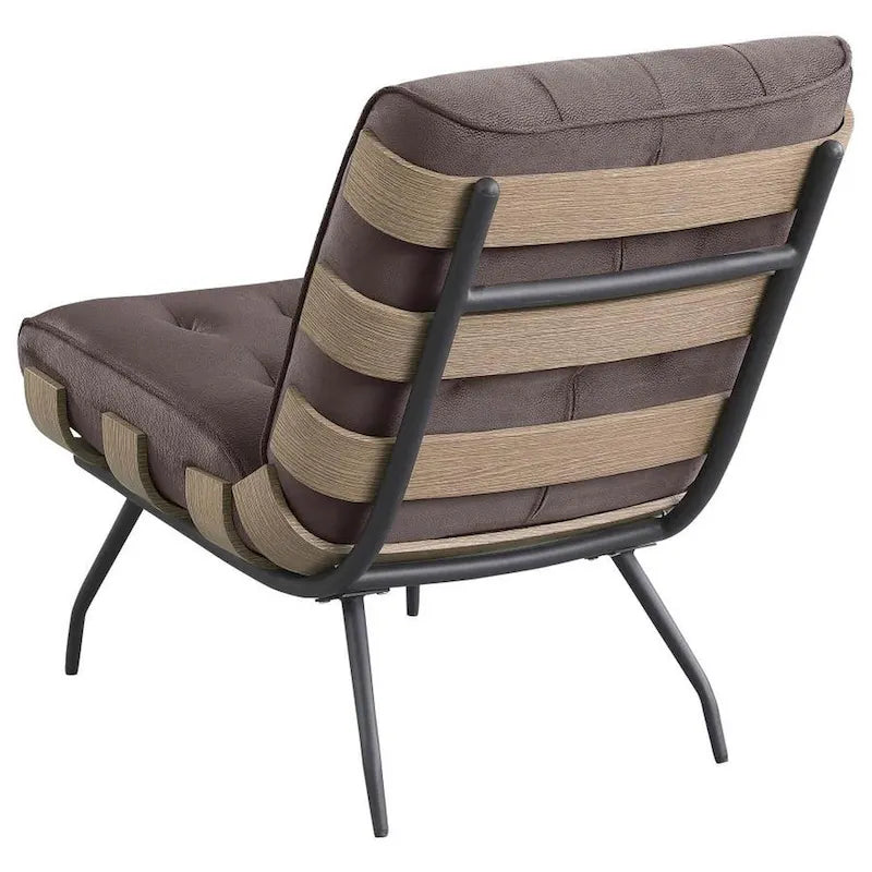 Fauteuil d'appoint Nain 35 pouces, coussin surdimensionné, dossier capitonné, marron foncé
