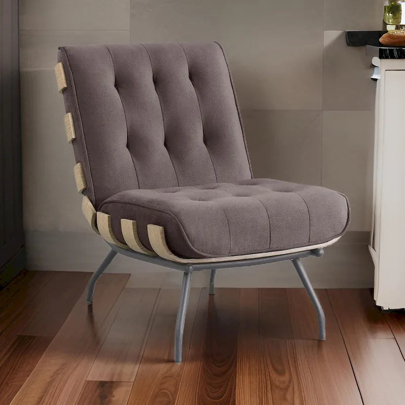 Fauteuil d'appoint Nain 35 pouces, coussin surdimensionné, dossier capitonné, marron foncé