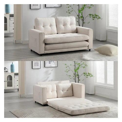 3 Fold Velvet Sofa,Convertible Sleeper Sofabed with Pull Out Couch Bed