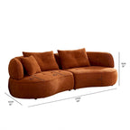 Canapé d'angle incurvé orange/blanc, 4 places, revêtement en tissu