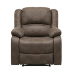 Fauteuil inclinable manuel Chris de 38 pouces, coussins, bois massif, microfibre marron