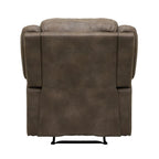 Fauteuil inclinable manuel Chris de 38 pouces, coussins, bois massif, microfibre marron