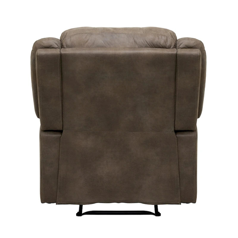 Fauteuil inclinable manuel Chris de 38 pouces, coussins, bois massif, microfibre marron