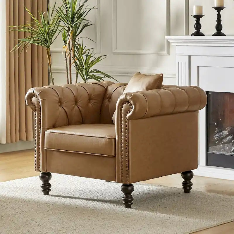 Fauteuil Faustina traditionnel avec pieds en bois massif de HULALA HOME