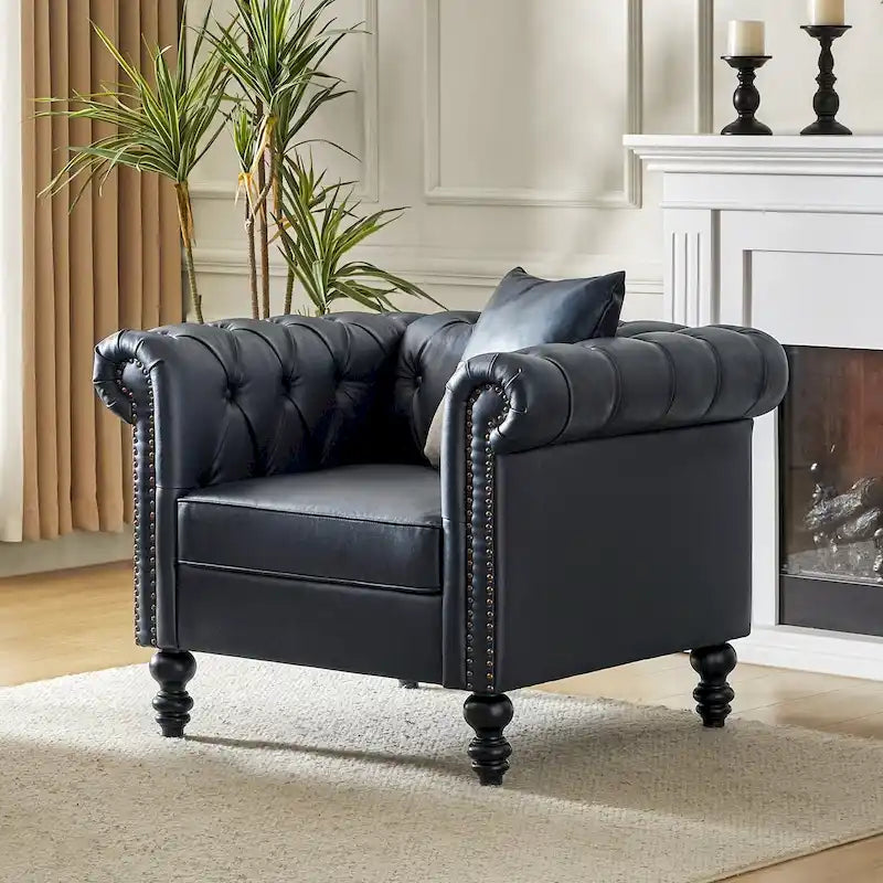 Fauteuil Faustina traditionnel avec pieds en bois massif de HULALA HOME