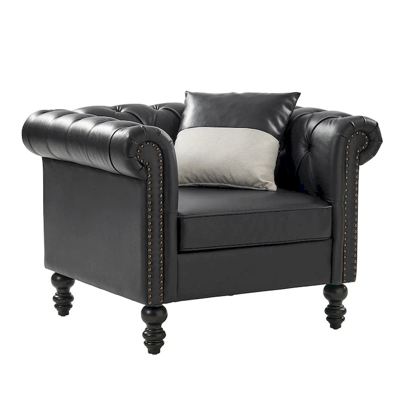 Fauteuil Faustina traditionnel avec pieds en bois massif de HULALA HOME