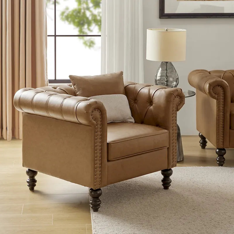 Fauteuil Faustina traditionnel avec pieds en bois massif de HULALA HOME