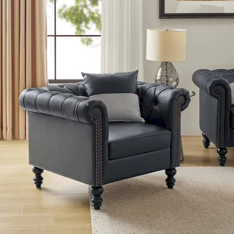 Fauteuil Faustina traditionnel avec pieds en bois massif de HULALA HOME