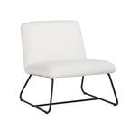 Chaise d'appoint sans accoudoirs Ciao 66 cm, revêtement doux en tissu bouclé ivoire, acier noir