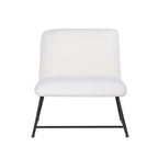 Chaise d'appoint sans accoudoirs Ciao 66 cm, revêtement doux en tissu bouclé ivoire, acier noir