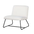 Chaise d'appoint sans accoudoirs Ciao 66 cm, revêtement doux en tissu bouclé ivoire, acier noir