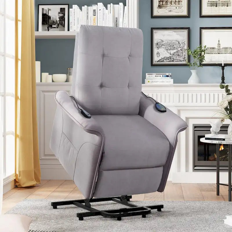 Fauteuil releveur massant inclinable, monoplace, gris clair / gris foncé