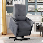 Fauteuil releveur massant inclinable, monoplace, gris clair / gris foncé