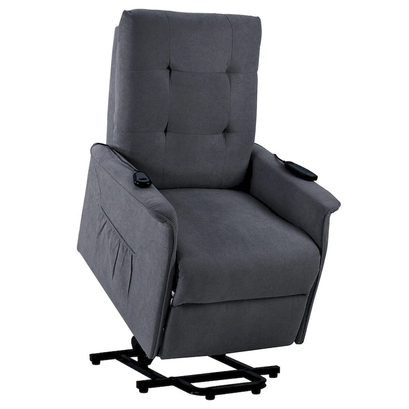 Fauteuil releveur massant inclinable, monoplace, gris clair / gris foncé