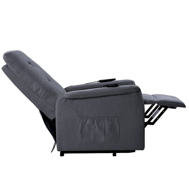 Fauteuil releveur massant inclinable, monoplace, gris clair / gris foncé