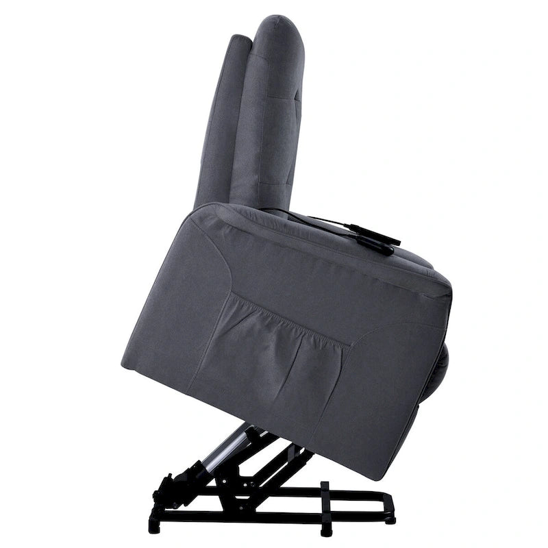 Fauteuil releveur massant inclinable, monoplace, gris clair / gris foncé