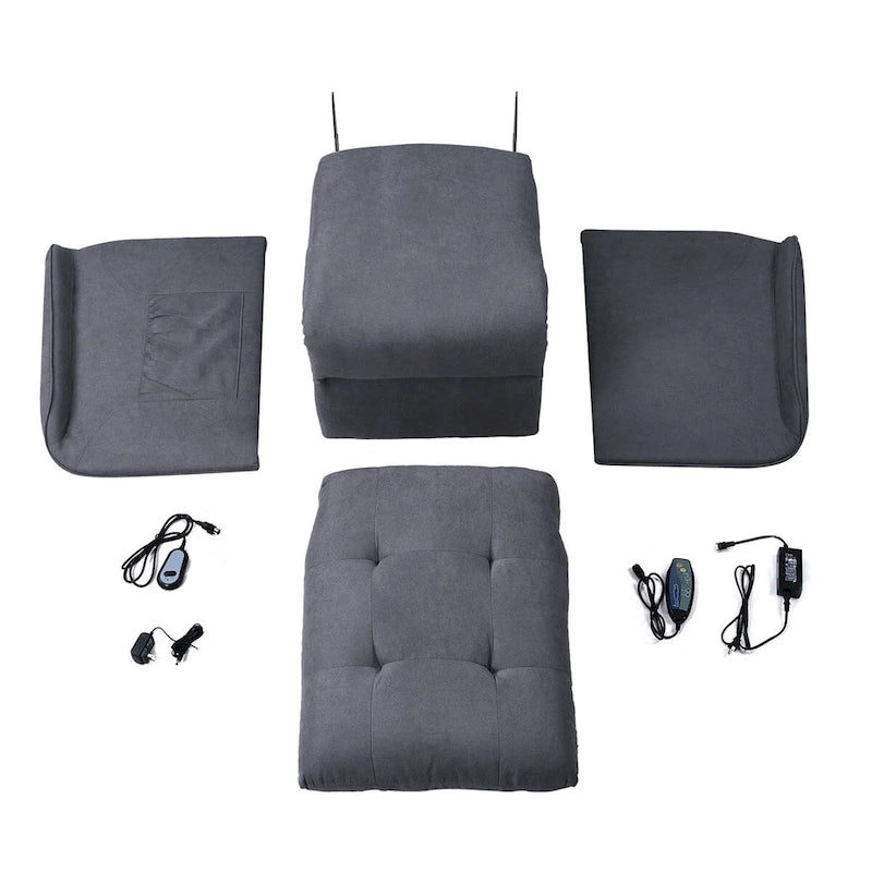 Fauteuil releveur massant inclinable, monoplace, gris clair / gris foncé