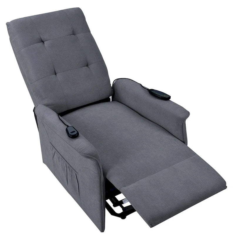 Fauteuil releveur massant inclinable, monoplace, gris clair / gris foncé
