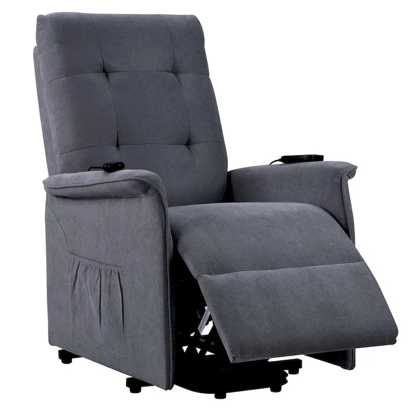 Fauteuil releveur massant inclinable, monoplace, gris clair / gris foncé